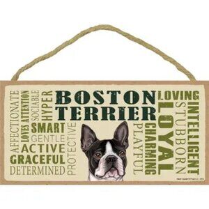 Boston Terrier Dog Breed Wood Plaque Sign 8 5" x 10"  Gift